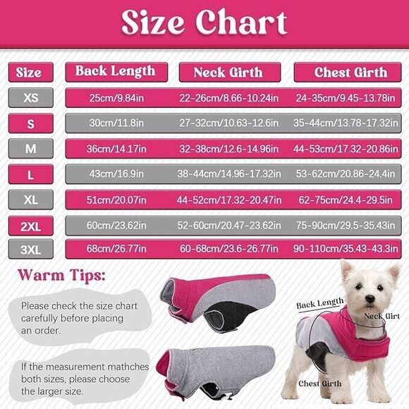 Lelepet Fleece Dog Jacket, Apparel for Cold Weather, Reversible Soft Warm 2xl - Picture 6 of 6